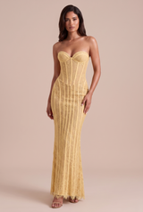 Lace Corset Maxi Dress with Lace-Up Back