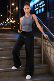Pantalon large à cordon | Variante Noir - Lifestyle | Lounelle Paris