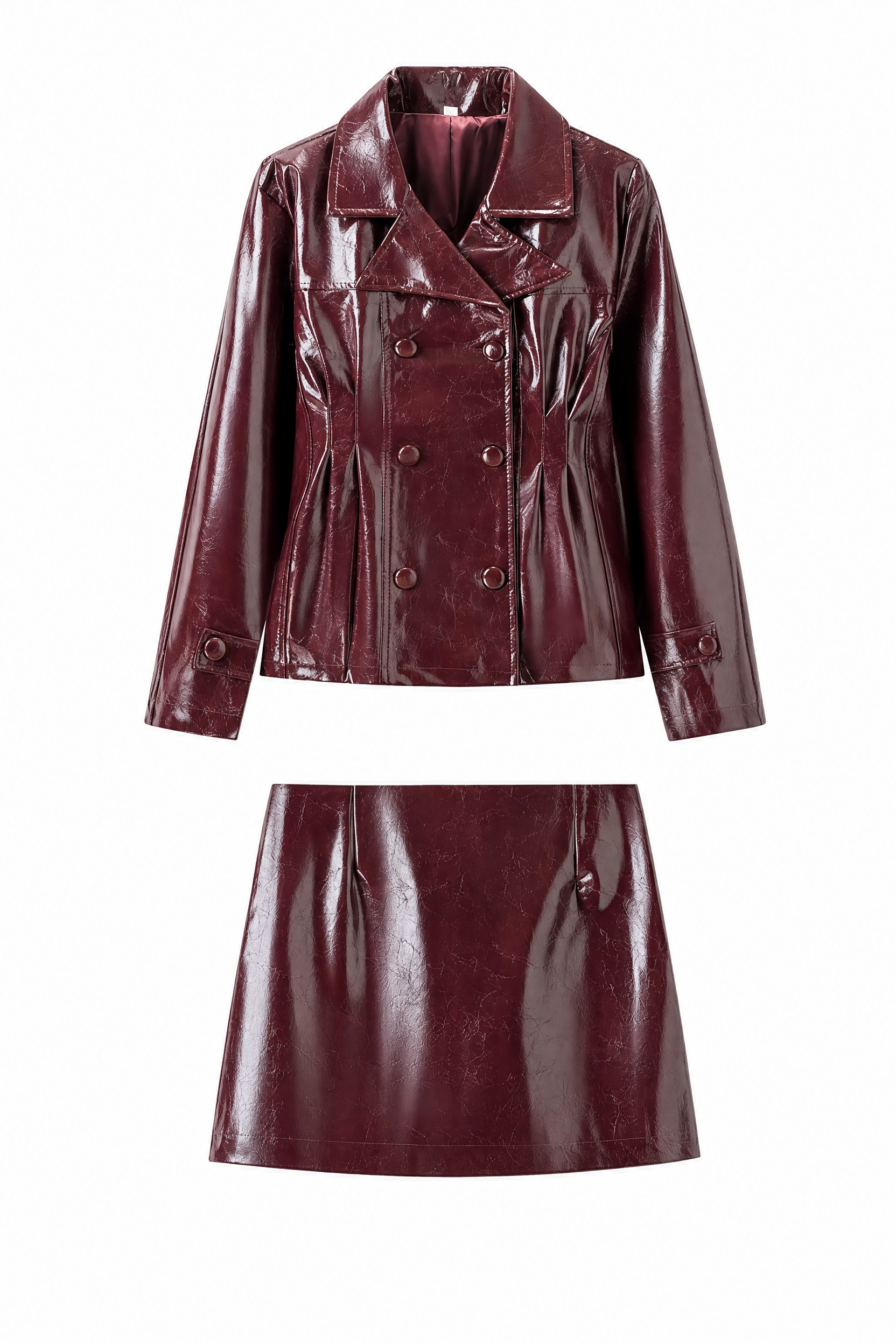 Tailleur jupe effet cuir verni | Lounelle Paris