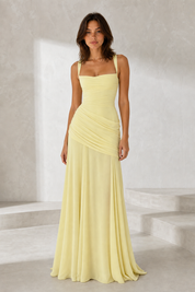 Robe longue dos nu drapée vue de face - Lounelle Paris
