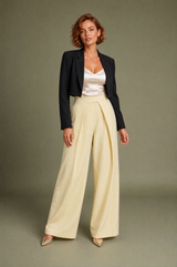 Black Pleated Wide-Leg Pants