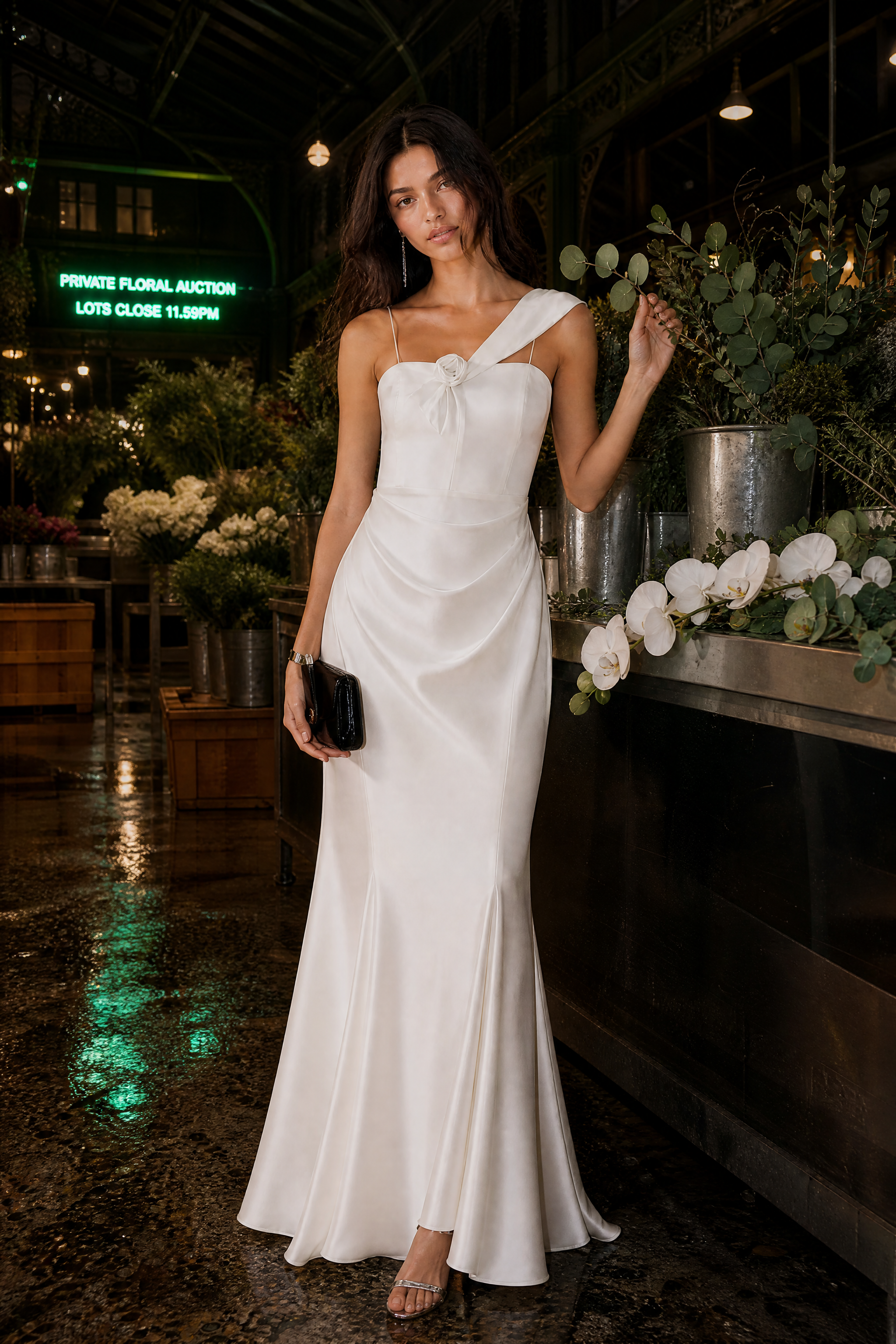 Robe longue blanche asymétrique | Deuxième photo lifestyle | Lounelle Paris