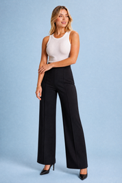 Pantalon large taille haute fluide | Variante Noir | Lounelle Paris