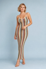 Striped maxi dress with open back