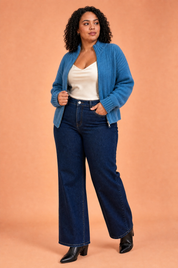 Gilet bleu zippé col montant | Porté sur une autre silhouette | Lounelle Paris