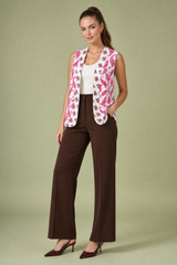Printed Quilted V-Neck Vest