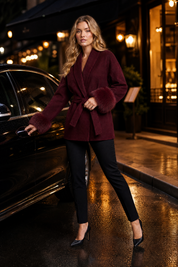 Manteau court ample col châle | Variante Bordeaux - Lifestyle | Lounelle Paris