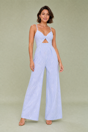 Combinaison rayée dos nu | Variante Bleu | Lounelle Paris