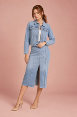 Denim Jacket and Midi Skirt Set