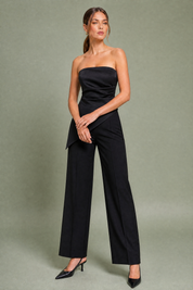Top bustier froncé asymétrique | Variante Noir | Lounelle Paris