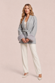 Manteau court ample col châle | Variante Gris | Lounelle Paris