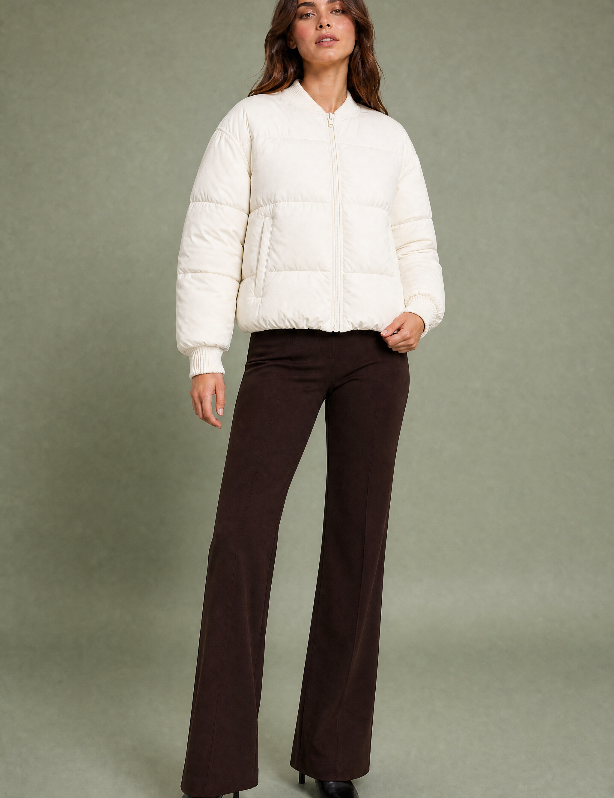 Veste matelassée courte col baseball | Variante Blanc | Lounelle Paris