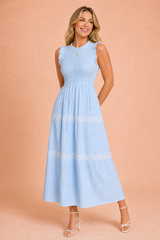 Striped Smocked Midi Dress