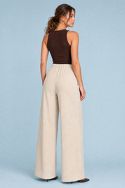 Pantalon large velours côtelé taille haute | Vue de dos | Lounelle Paris