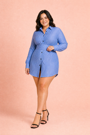 Chemise rayée à ceinture | Porté sur une silhouette plus ronde | Lounelle Paris