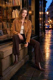 Veste ample effet suédine | Variante Camel - Lifestyle | Lounelle Paris