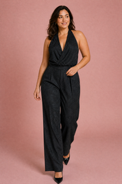 Ensemble noir col licou dos nu | Porté sur une autre silhouette | Lounelle Paris