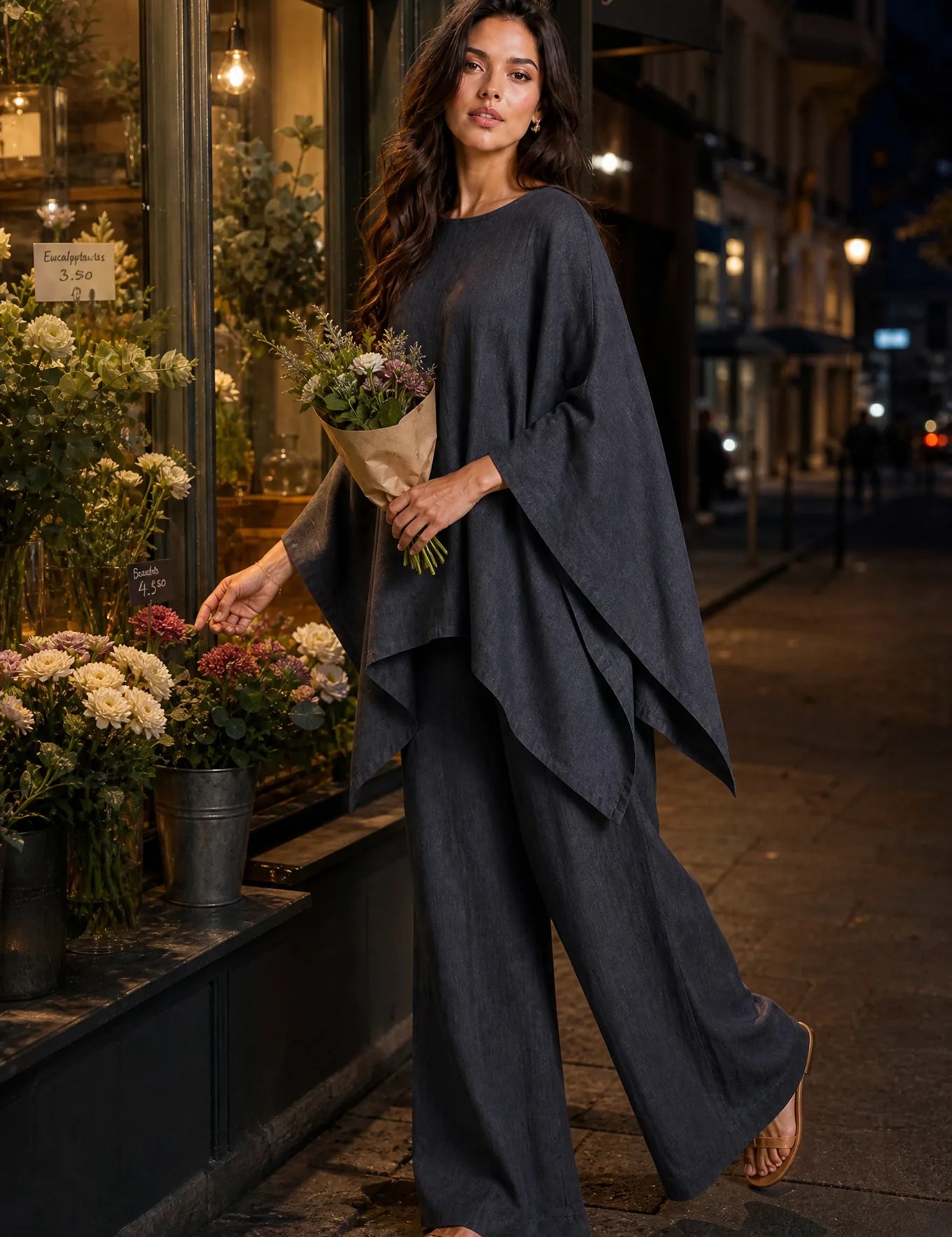 Ensemble ample col bateau | Variante Gris foncé - Lifestyle | Lounelle Paris