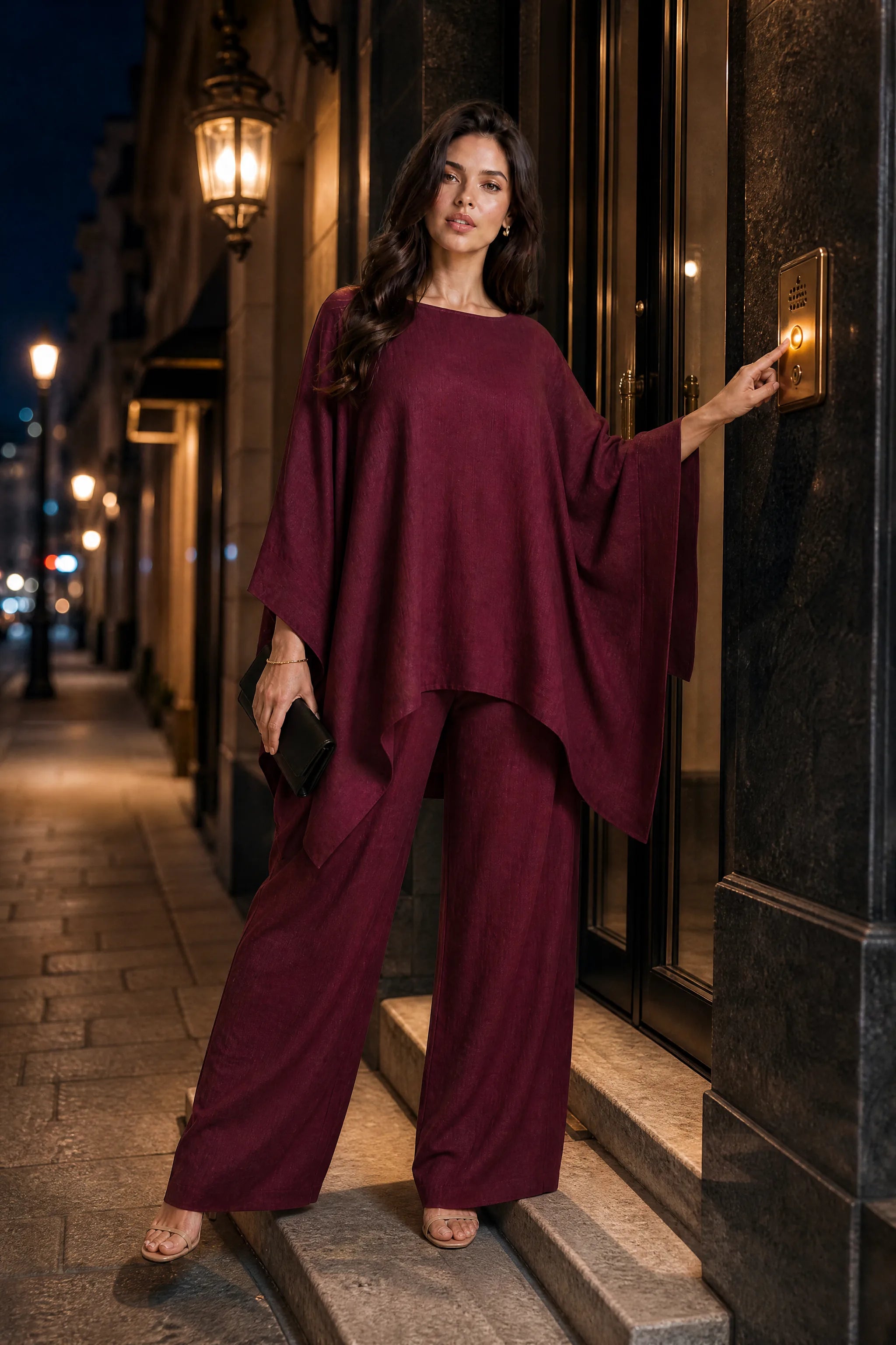 Ensemble ample col bateau | Variante Bordeaux - Lifestyle | Lounelle Paris