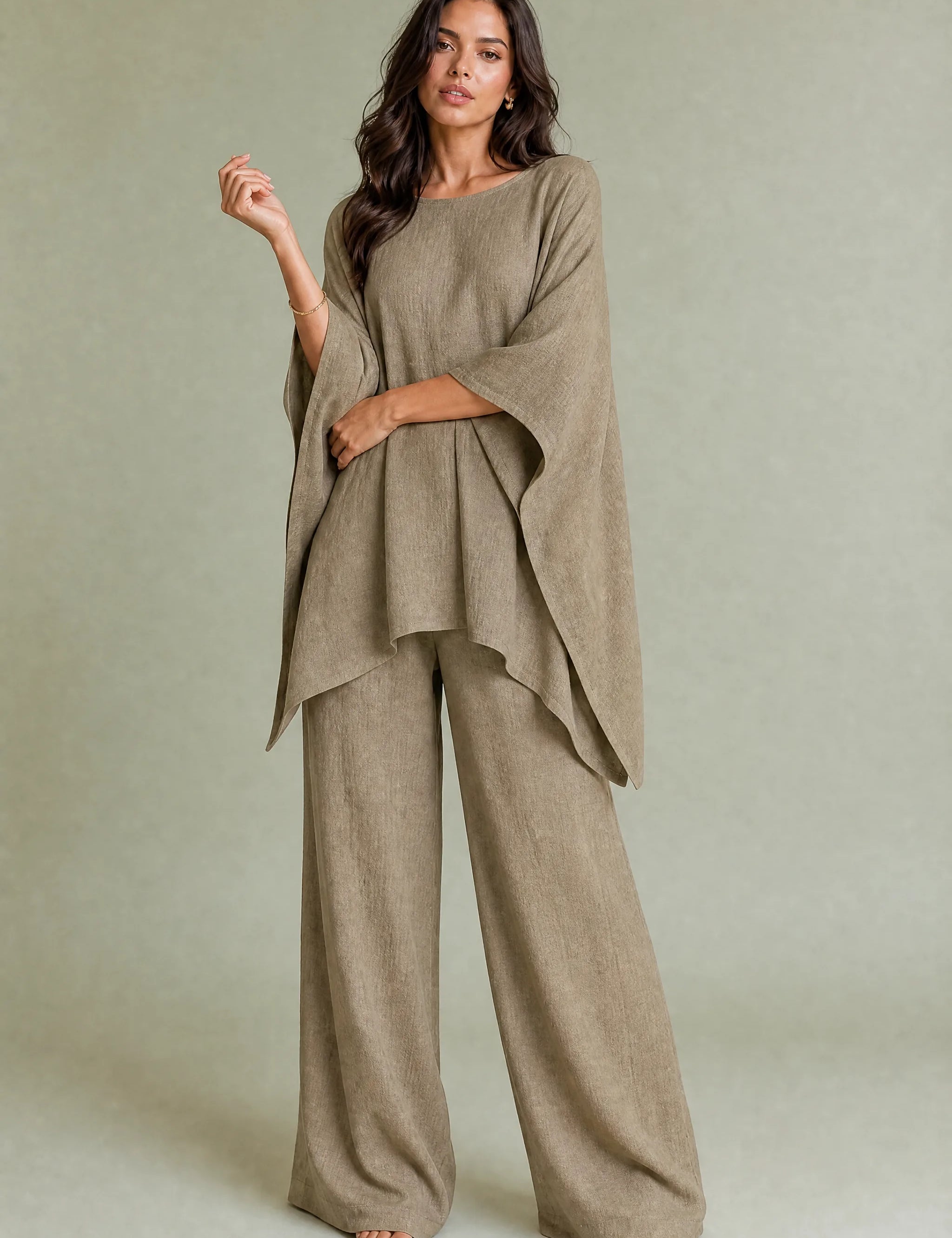 Ensemble ample col bateau | Variante Kaki | Lounelle Paris
