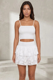 Ensemble blanc smocké à volants | Lounelle Paris