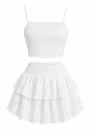 Ensemble blanc smocké à volants | Lounelle Paris