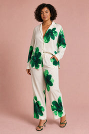 Ensemble écru fluide imprimé floral | Porté sur une autre silhouette | Lounelle Paris