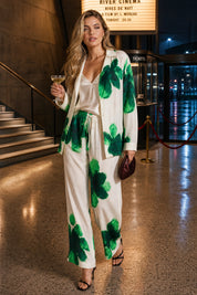 Ensemble écru fluide imprimé floral | Deuxième photo lifestyle | Lounelle Paris
