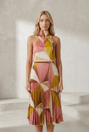 Ensemble imprimé col halter plissé | Lounelle Paris