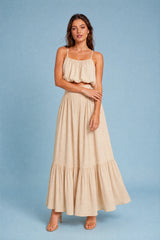 Strappy Crop Top and Tiered Maxi Skirt Set
