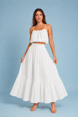 Strappy Crop Top and Tiered Maxi Skirt Set