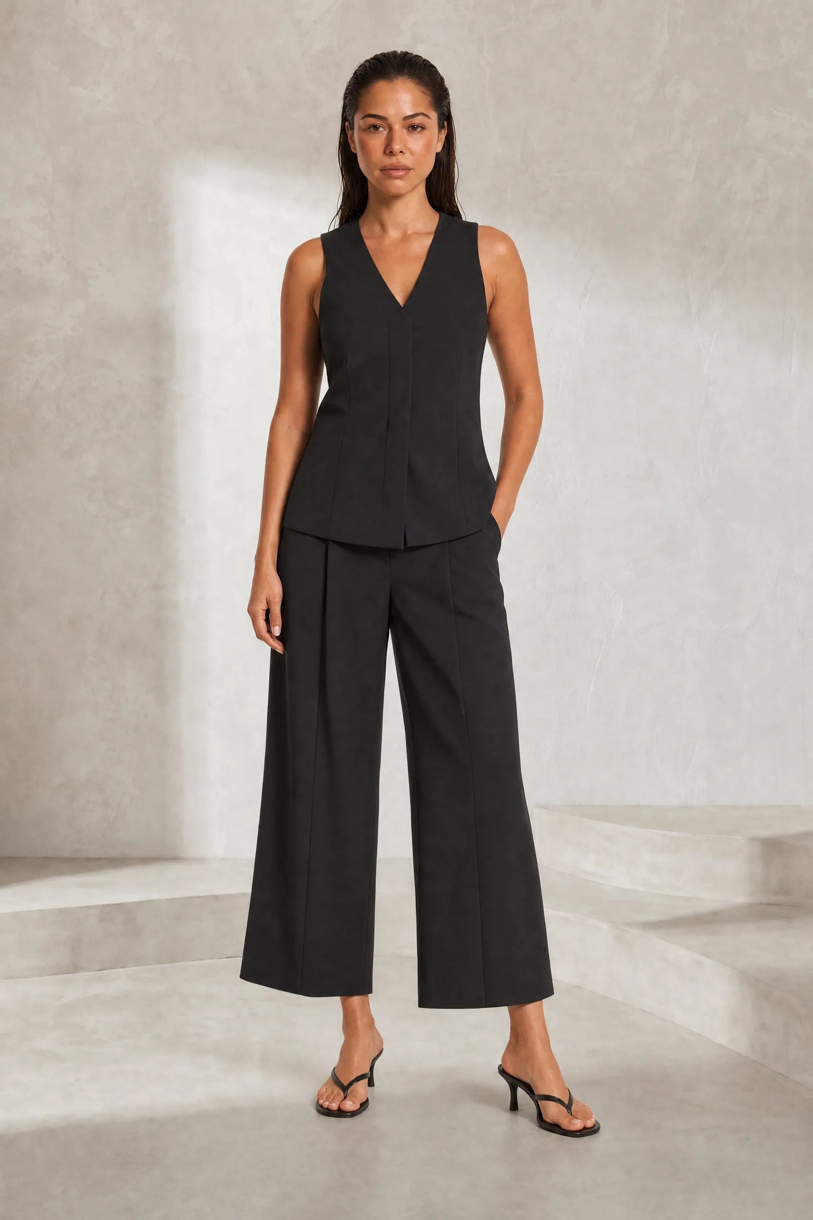 Ensemble noir col V taille haute | Lounelle Paris