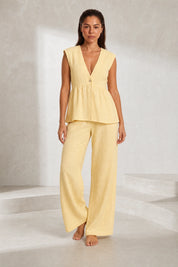Ensemble pantalon jaune col V | Lounelle Paris