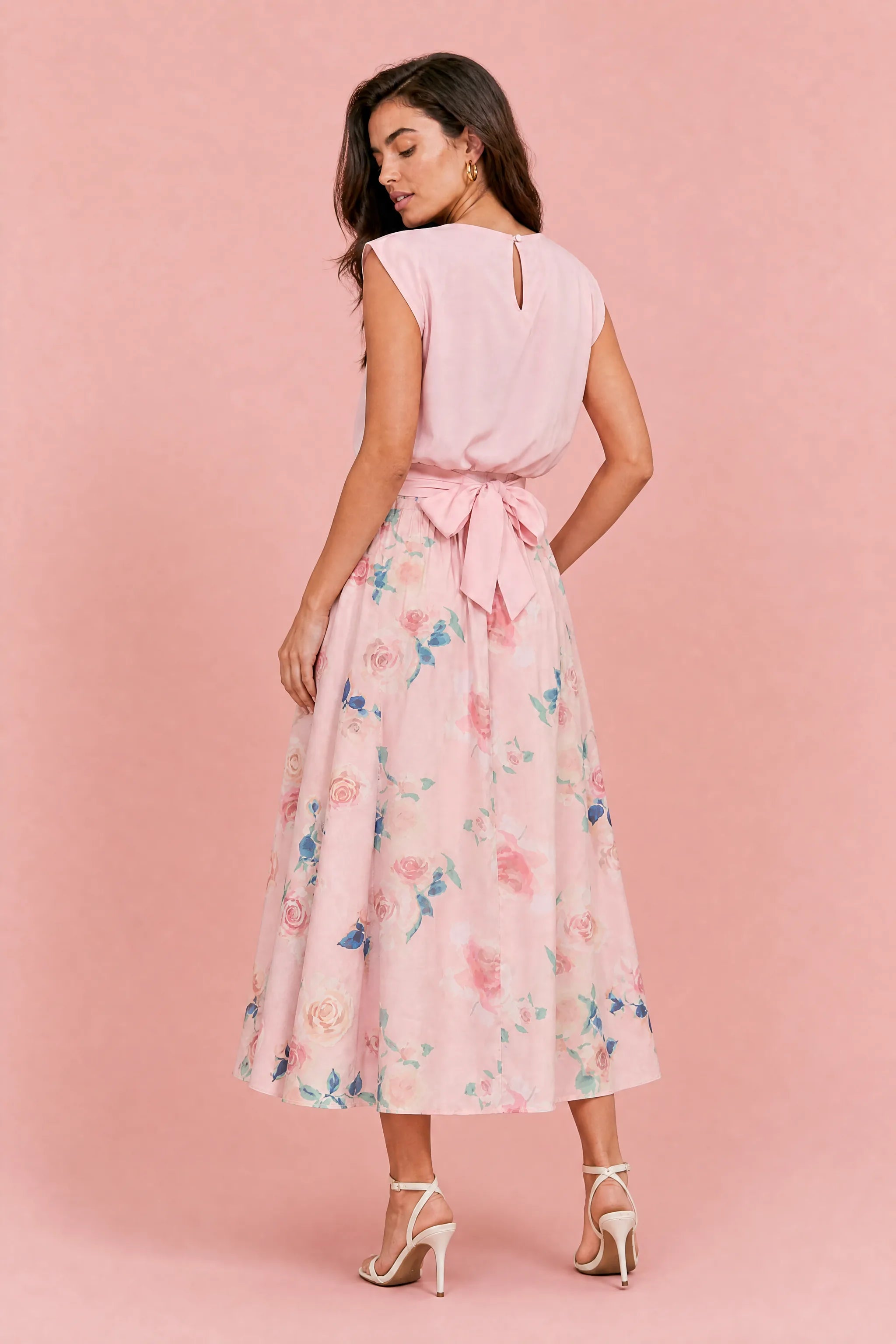 Ensemble rose floral taille haute | Vue de dos | Lounelle Paris