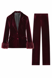 Ensemble velours bordeaux pantalon large | Lounelle Paris