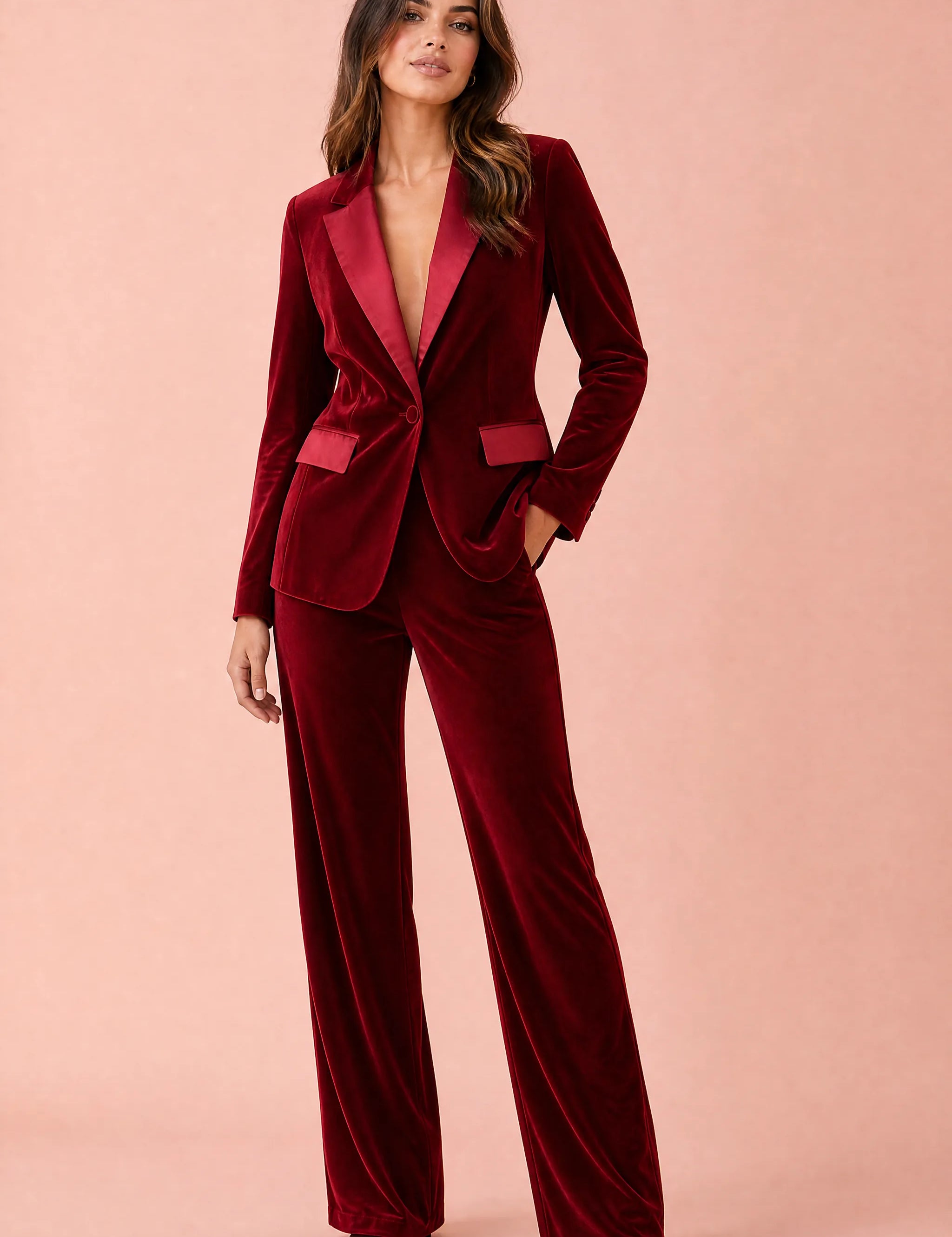 Ensemble velours revers satinés | Vue de face | Lounelle Paris