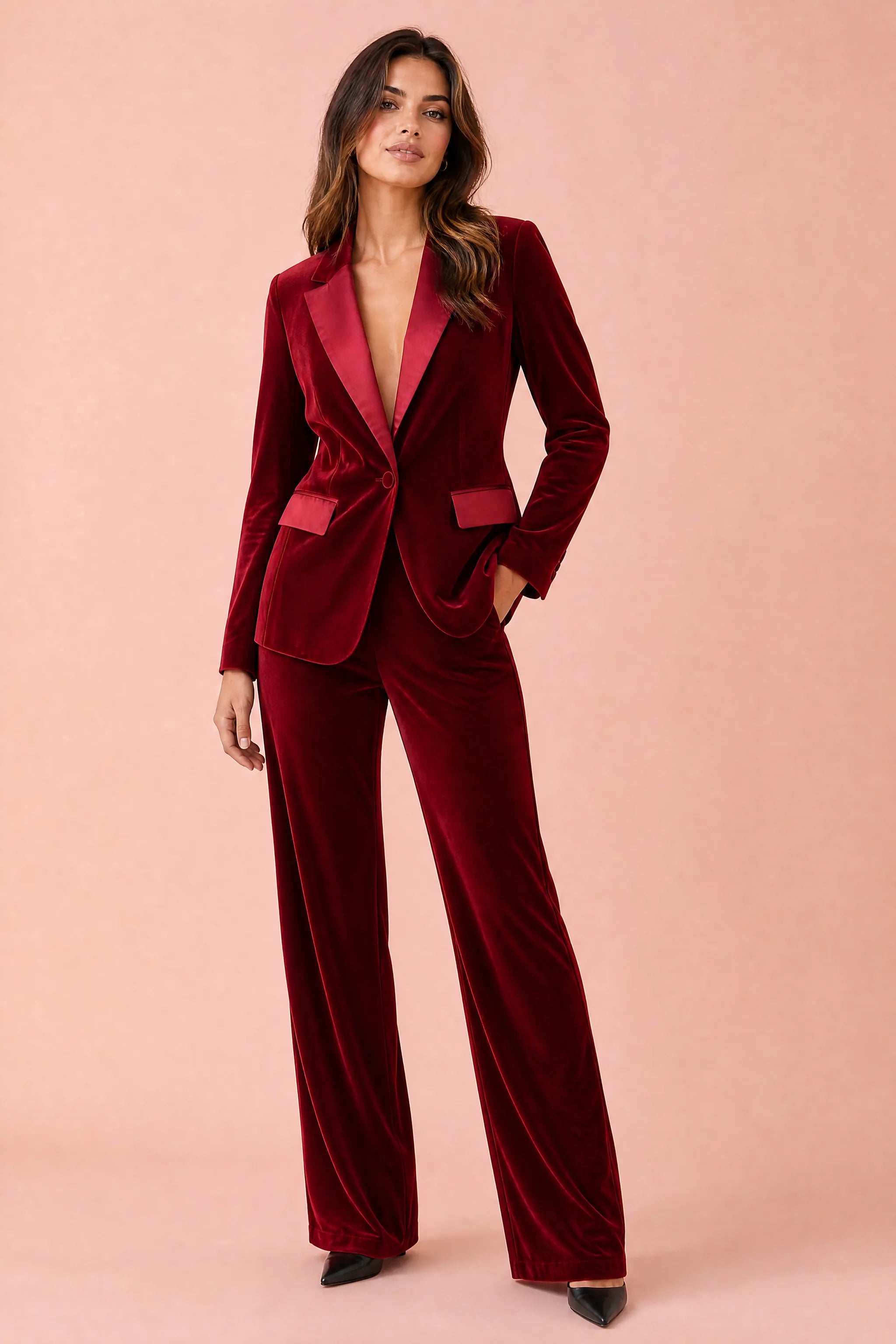 Ensemble velours revers satinés | Vue de face | Lounelle Paris