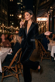Ensemble velours revers satinés | Variante Noir - Lifestyle | Lounelle Paris