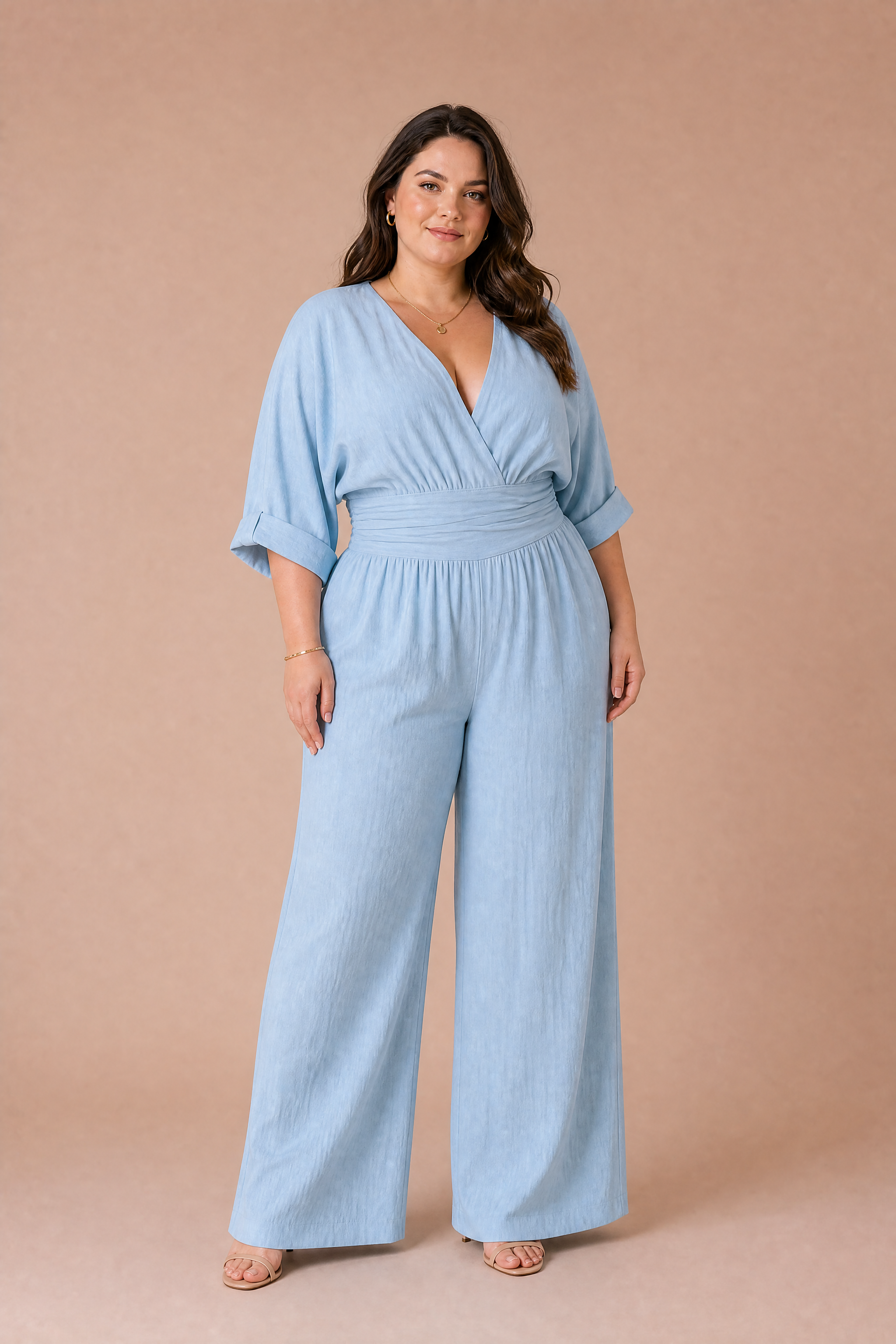 Combinaison col V taille haute | Porté sur une silhouette plus ronde | Lounelle Paris