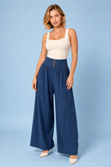 High-Waisted Pleated Wide-Leg Pants