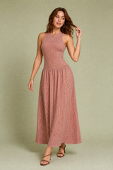 Smocked gingham maxi dress