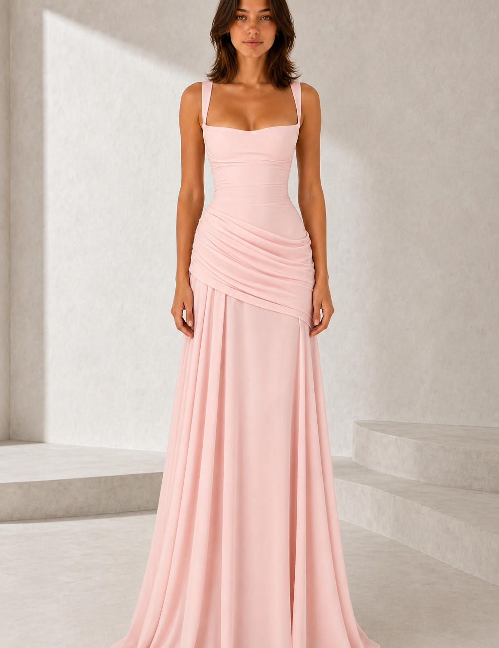 Draped Backless Maxi Dress