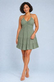 Robe col en U dos nu | Porté sur une autre silhouette | Lounelle Paris