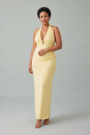Robe longue jaune dos nu | Porté sur une autre silhouette | Lounelle Paris