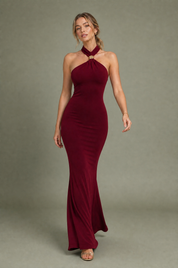 Robe longue ajustée col licou | Vue en mouvement | Lounelle Paris