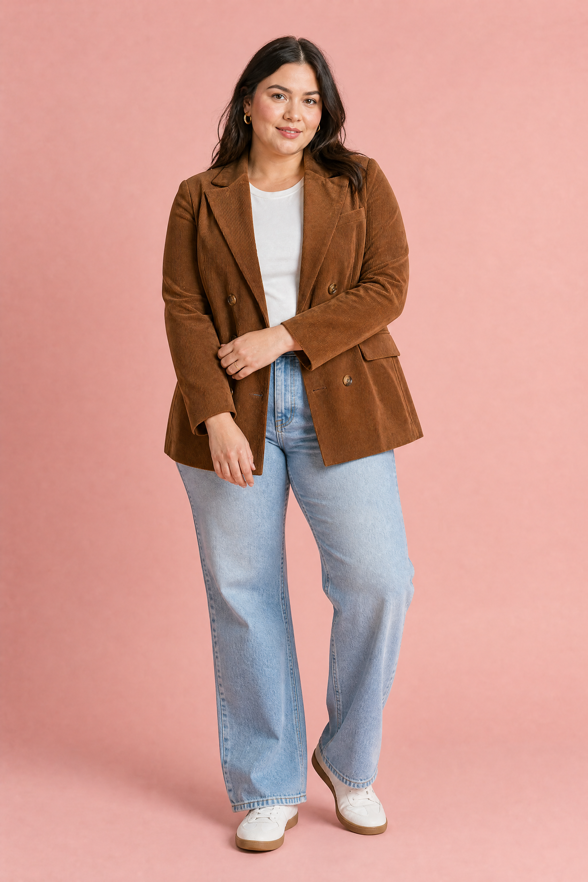 Blazer mi-long velours côtelé | Porté sur une autre silhouette | Lounelle Paris