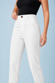 Pantalon droit taille haute 7/8 | Vue rapprochée | Lounelle Paris