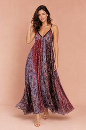 Robe longue imprimée à fines bretelles | Vue de face | Lounelle Paris