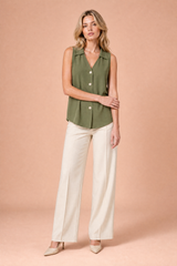 Sleeveless V-Neck Blouse