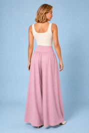 Pantalon large plissé taille haute | Vue de dos | Lounelle Paris